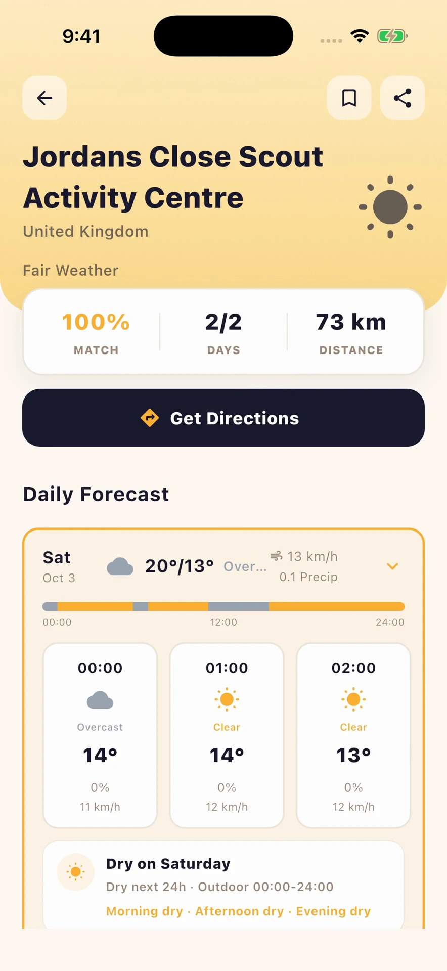 Weather I Need sonuç ekranı